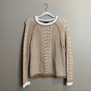 Lord & Taylor- Camel and White Chunky Knit Sweater